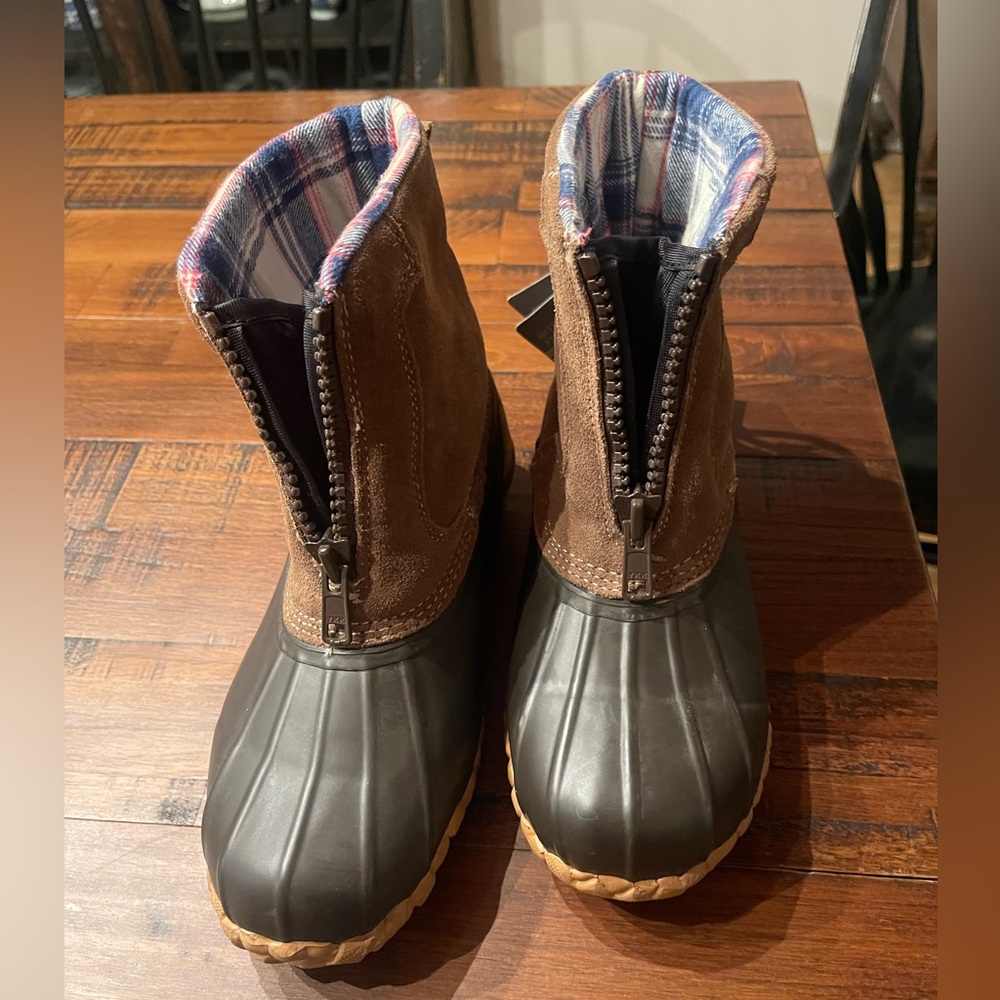Brown and Black Duck Boots